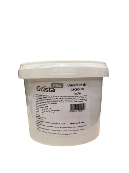 Cuvertura de ciocolata cu lapte 1 kg GustaPro