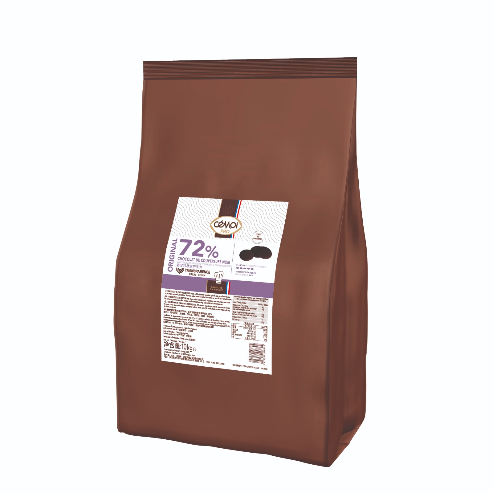 Ciocolata neagra 72% Original 10kg 16106 CEMOI