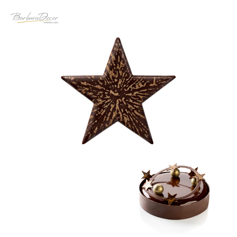 Decoratiuni din ciocolata STEA negru-auriu 288buc/cut 0.444 kg 33769 BARB