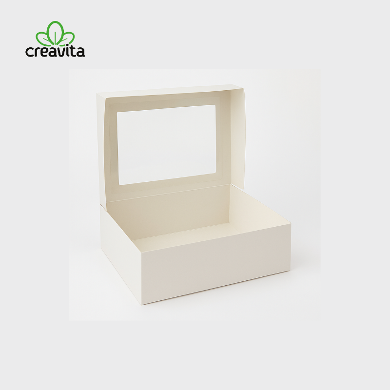 Cutie pentru prajituri alba 24x18x9 cm cu fereastra GustaPro