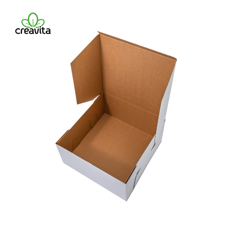 Cutie pentru tort cu capac ALB/KRAFT 30x30x35 cm GustaPro