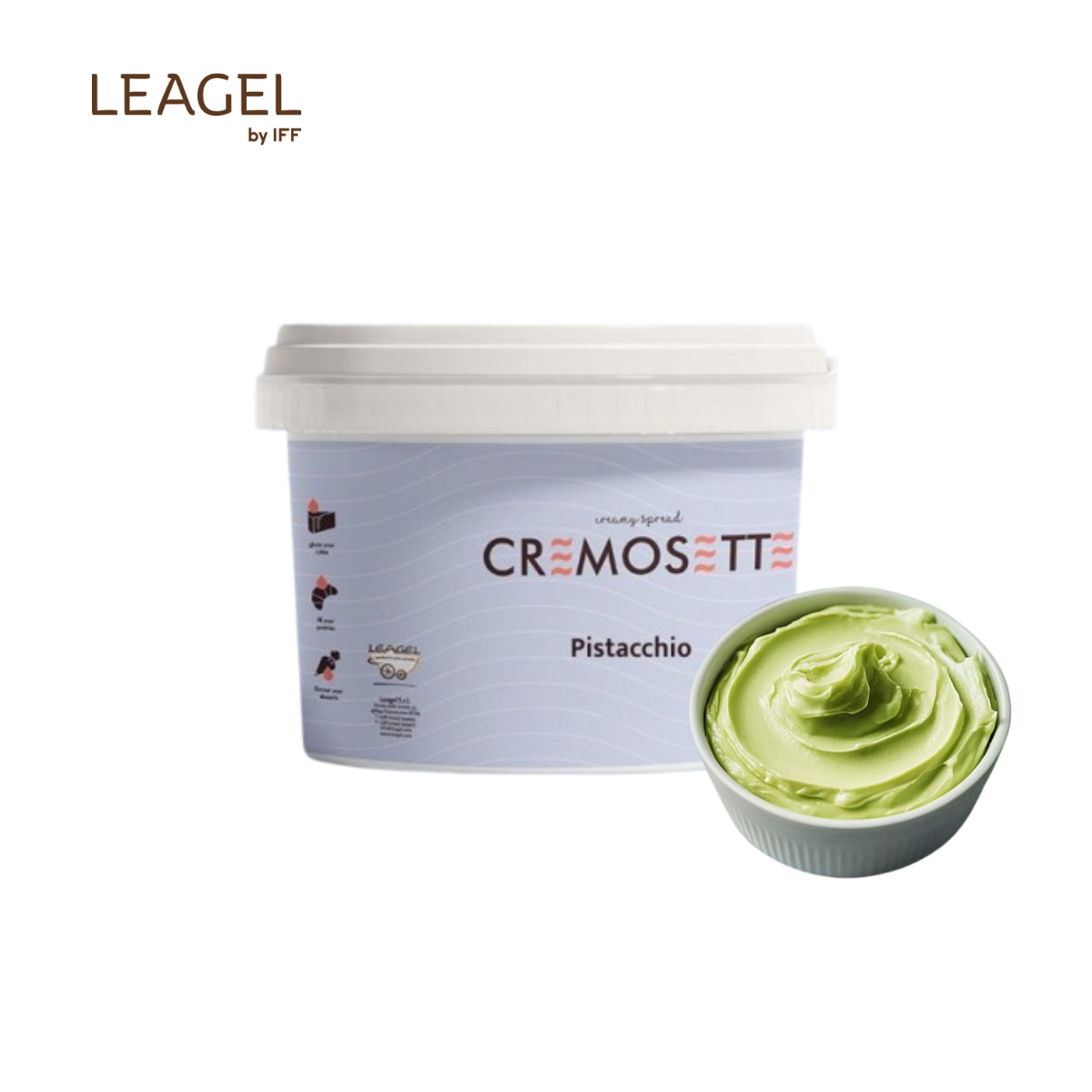 Cremosette pistachio- crema pentru ganache, umpluturi si glazurare cu fistic 5.5 kg 241001 LGL